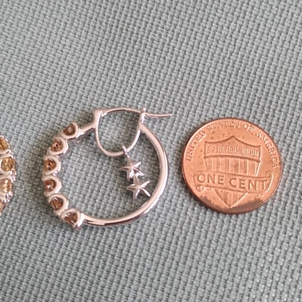 🌻💛 GOLDEN IMPERIAL TOPAZ CHARM HOOP EARRING'S 💛 - Picture 4 of 6